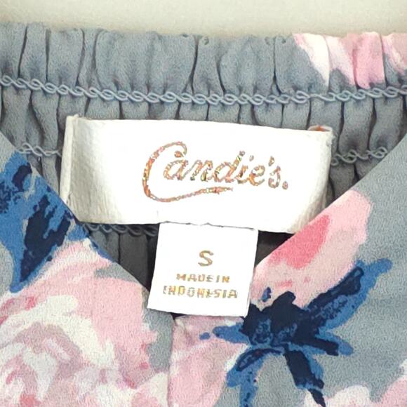 Candies Ruffled Midi Dress Babydoll Lined High Low Women S Gray Pink Floral - Picture 8 of 14